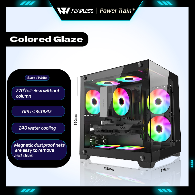 Retro Gaming Pc Case - Power Train Gekleurde Glaze MATX Kasten