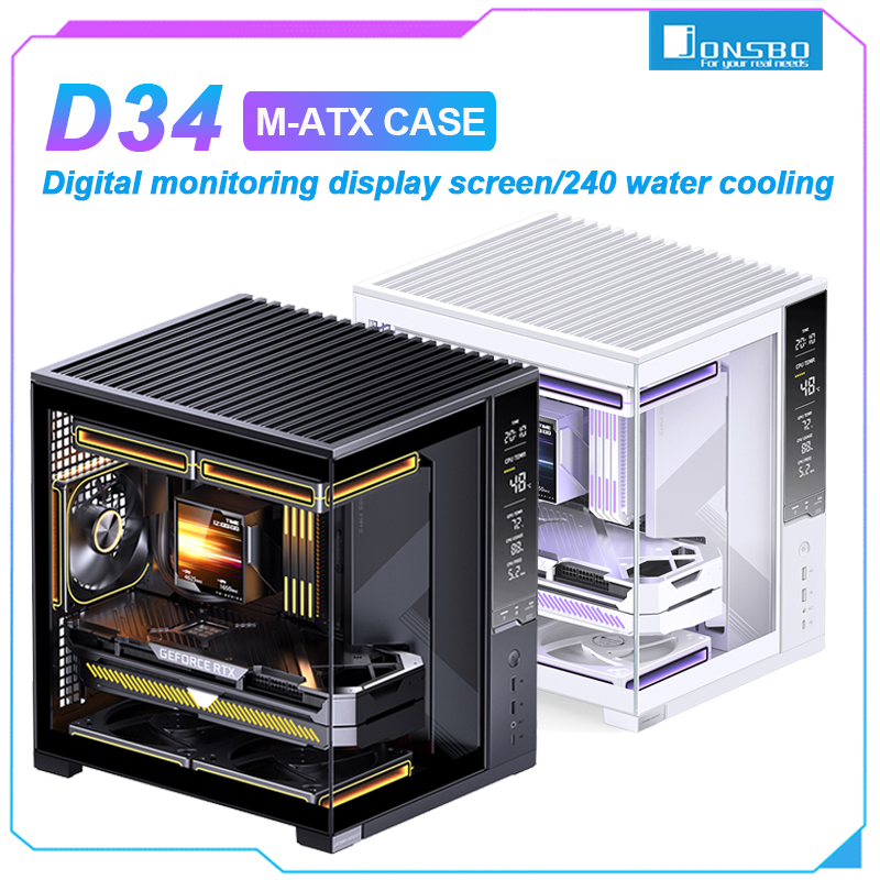 Retro Gaming Pc Case - JONSBO D34 M-ATX PC-behuizing Gehard glas