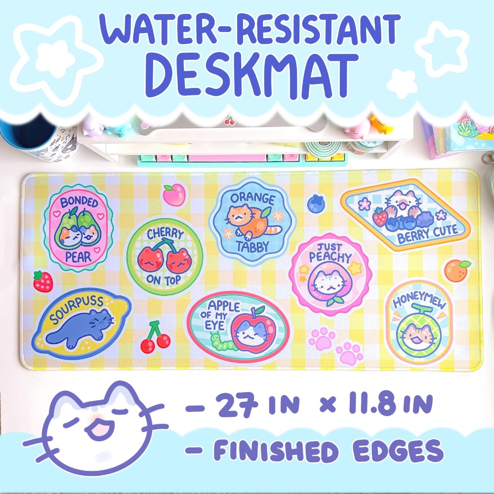 Fruit Kitty Bureaumat Muismat  - Retro Gaming Desk Setup recensie en prijs