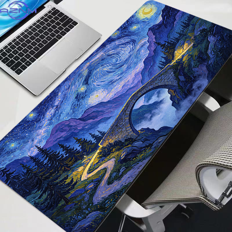 Retro Starry Night Art muismat - Retro Gaming Desk Setup recensie en prijs