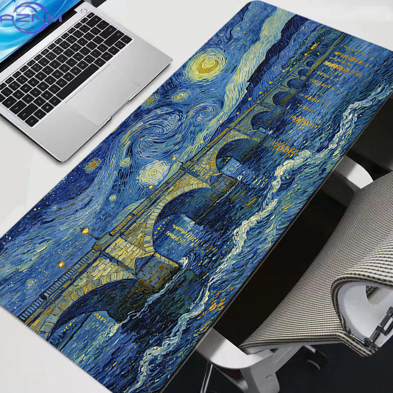 Retro Starry Night Art muismat - Retro Gaming Desk Setup recensie en prijs